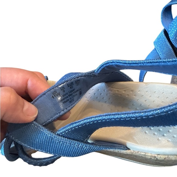 Bzees Ritz Sparkle Machine Washable Cork Wedge Sandal Blue - Picture 6 of 6